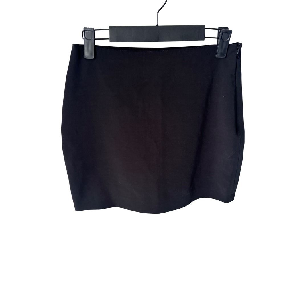 Motivi Black Mini Skirt Made in Italy Side Zip Stretch Career Size 4 / IT 38